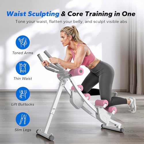 MERACH Ab Machine, Adjustable Ab Trainer Machine - color: White&PINk, size: large