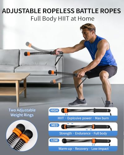 Weighted Ropeless Battle Ropes, Adjustable Resistance & Portable Cordless
