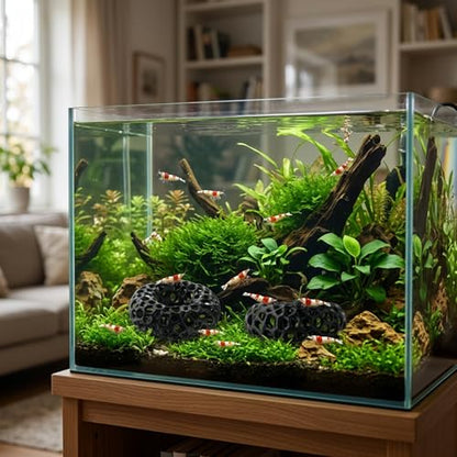 2Pcs Aquarium Shrimp Cave Set, Shrimp Hides, Shrimp Tank Accessories, Aquarium Cave for Fish Tank Caves and Hiding Spots