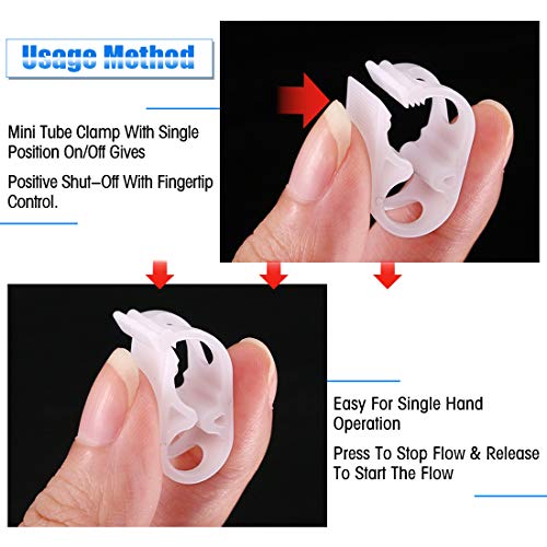 Glarks 40-Pieces 4 Szie Shut Off Plastic Tubing Hose Clamps Single Position and Adjustable Open to Complete Closure Clamps for Tubing 1/8'' - 1/2''