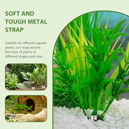 52Pcs Aquarium Plant Weights for Fish Tank - Aquarium Plant Anchors Live Plants Fixed Ring Base, Weighted Blocks to Hold Aquatic Live Plants Underwater