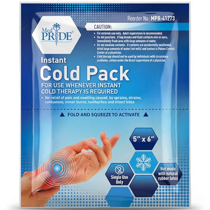 MED PRIDE Disposable Instant Cold Packs, First Aid Relief, 5x6 in, 6-Pack - size: 5 X 6 Inch (Pack of 6)