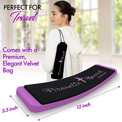 Turning Board for Dancers, Cheerleaders, Gymnasts, Ice Skaters | Improve Turns, Balance & Stability — Ballet Pirouette Trainer, Figure Skating & Gymnastics Practice Board - color: Purple with Bag