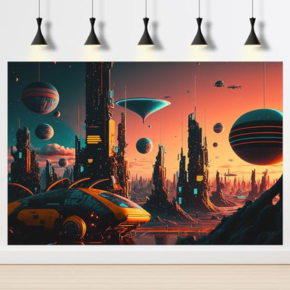 Aquarium Background Night City Cyber Punk Landscape Terrarium Background Beyond Generation and Futuristic of Sci-Fi Capital City Fish Tank Backdrop Reptile Habitat Background Vinyl 72x18in - size: 72(W)x18(H)inches/ 180(W)*45cm(H)