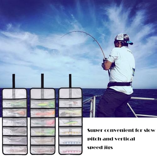 Roll Up Fishing Lure Wraps Set-Durable Lure Bag 6 Pocket PVC Protective Cover Saltwater Hook Covers Fabric Lure Protector Trolling Lure Tackle Box