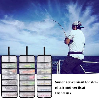 Roll Up Fishing Lure Wraps Set-Durable Lure Bag 6 Pocket PVC Protective Cover Saltwater Hook Covers Fabric Lure Protector Trolling Lure Tackle Box