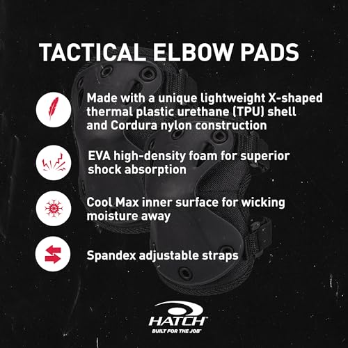 HATCH XTAK Tactical Military Elbow Pads, Black, One Size Fits Most