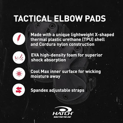 HATCH XTAK Tactical Military Elbow Pads, Black, One Size Fits Most