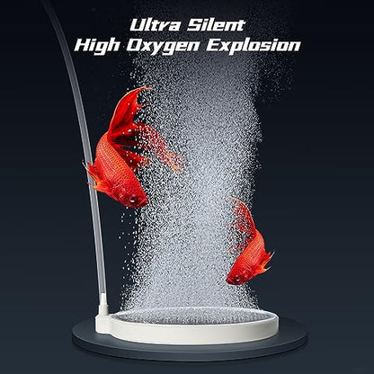 Air Stones for Aquariums - Quiet Fish Tank Oxygen Aerator, 4 Inch Nano Ultra-High Dissolved Oxygen Diffuser Airstone Bubbler with Air Tube Control Valve Check Valve