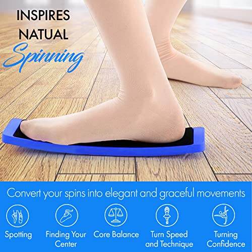 Turning Board for Dancers, Cheerleaders, Gymnasts, Ice Skaters | Improve Turns, Balance & Stability — Ballet Pirouette Trainer, Figure Skating & Gymnastics Practice Board - color: Blue with Bag