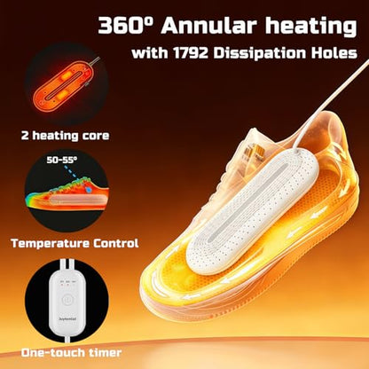 Electric Boot Dryer, Shoe Dryer, Footwear Dryers with 3/6/9 Hours Timer, Silent Portable Dryers for Sneakers