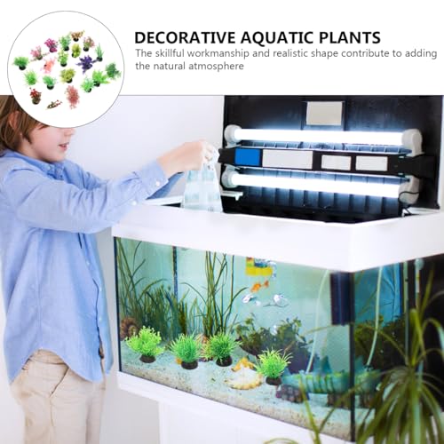BESPORTBLE Artificial Aquarium Plants Mini Simulation Water Grass for Fish Tank Decor Plastic Aquatic Plant Adornments Betta Fish Tank Accessories Natural Style Aquarium Supplies 20 Pcs