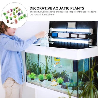 BESPORTBLE Artificial Aquarium Plants Mini Simulation Water Grass for Fish Tank Decor Plastic Aquatic Plant Adornments Betta Fish Tank Accessories Natural Style Aquarium Supplies 20 Pcs