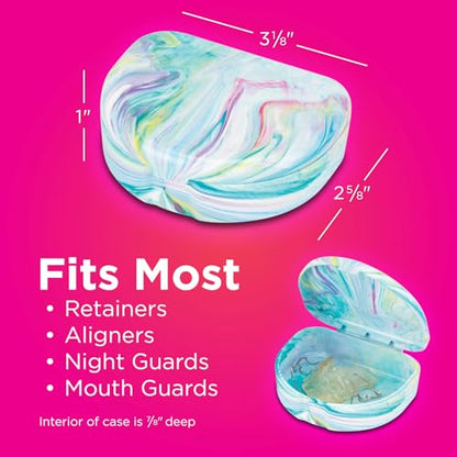 Practicon Vibrant Marble Retainer Cases, Clear Aligner Case, Dental Orthodontic Retainer Boxes, Mouth Guard Holder, 6 Pack - color: Vibrant
