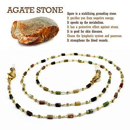 HANDMADE Eyeglass Chains Eyewear Retainer Beaded Eyeglass Strap Holder Natural Stone Beaded Eyewear Retainer
