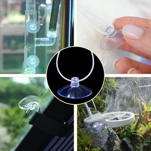 30PCS 35mm Suction Cups with 50PCS Zip Tie, Aquarium Suction Cup Fish Tank Plant Holder Sucker Pad for Binding Aquarium Plant Holder Fishes Tanks Plants Moss Shrimp Nest Landscape Fixation