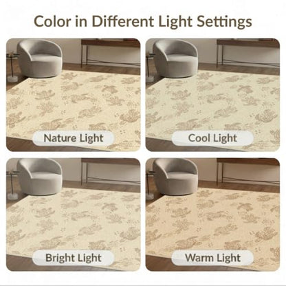 9'x12' Washable Flatwoven Rug, Cream Beachy Bubble Stain Resistant Massive Carpet for Dining Room, Basement, Large Office, Non-Slip Chair-Friendly Mat | Ref:1955150 - color: Beige/Pattern 20, size: 9' x 12' (Rectangular)