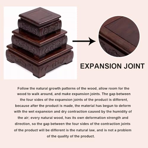 GOLDY&WENDY Square Solid Wood Base Handmade Carved Rosewood Display Stand Vase Teapot Aquarium Lamp Pedestal