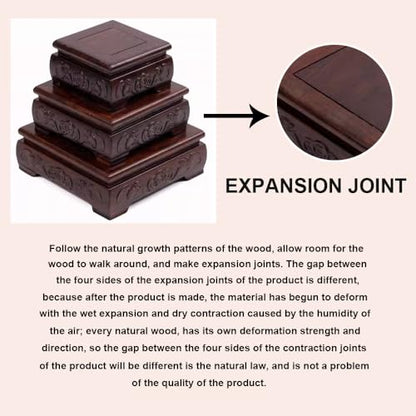 GOLDY&WENDY Square Solid Wood Base Handmade Carved Rosewood Display Stand Vase Teapot Aquarium Lamp Pedestal