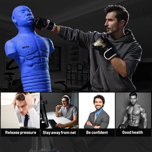 Punching Dummy Freestanding Silicone Punching Bag with Telescopic Height - color: Blue