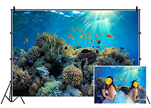 Colorful Coral Reef Backdrop 10x6.5ft Photography Background Magic Undersea World Kids Birthday Party Marine Theme Banner Baby Shower Aquarium Decor Tropical Fish Kids Adults Photo Props - size: 10x6.5ft