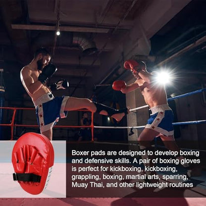 Boxing Mitts Thick Adjustable Curved Focus Punching Mitts - color: Red