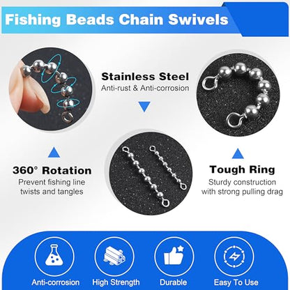 OROOTL Fishing Bead Chain Swivels, 20/40pcs Fishing Swivels Stainless Steel High Speed Trolling Swivels Catfish Swivel Fishing Balls Chain Swivels Fishing Tackle for Freshwater Saltwater - style: 3/16''(4.5mm)-20pcs
