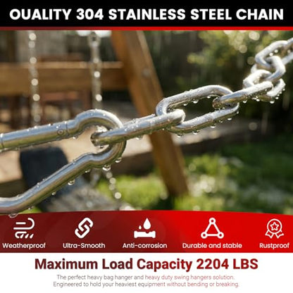 sprookber 25" Hanging Swing Chain,1000 lb Capacity,6 mm 304 Stainless Steel - color: Silver, size: 2 PACK 25inch