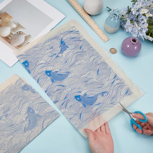 BENECREAT 5Pcs Fish Underglaze Transfer Paper, 20.5x14.6inch Koi Ceramic Decals, Porcelain Under Glaze Transfers for Enamel Decals DIY Handicraft Supplies Handcrafted Gifts - color: Blue Fish