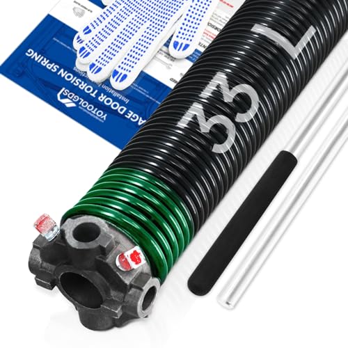 Left Hand Wind（Black Cone）1.75" Garage Door Torsion Spring with Non-Slip Winding Bars & Gloves, Precision Electrophoresis Black Coated, for Replacement, MIN 16,000 Cycles (0.243x1.75''x33'') - size: 0.243X1.75"X33"-L