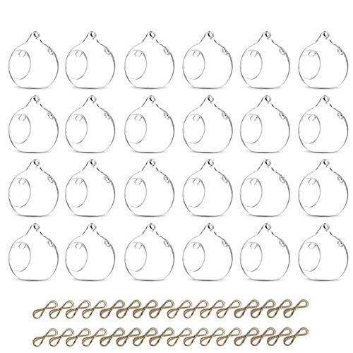 24 Pcs 3.15"/ 8cm Hanging Glass Tealight Holder Globe, Package Improved Plant Terrariums Glass Orbs Air Plants Tea Light Candle Holders, Home Decor Indoor Outdoor Garden (With 2 Holes, 20 Pcs + 4 Pcs) - size: 24 Pcs