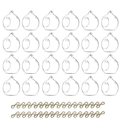 24 Pcs 3.15"/ 8cm Hanging Glass Tealight Holder Globe, Package Improved Plant Terrariums Glass Orbs Air Plants Tea Light Candle Holders, Home Decor Indoor Outdoor Garden (With 2 Holes, 20 Pcs + 4 Pcs) - size: 24 Pcs
