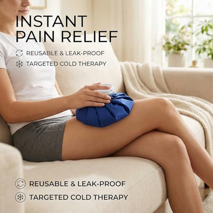 Reusable Ice Pack for Injuries, Hot and Cold Therapy Bag with Wide Mouth Cap, Cold Compress and Hot Water Bag for Knee, Shoulder, Back, Neck Pain Relief, Sprains, Swelling, Sports Injury