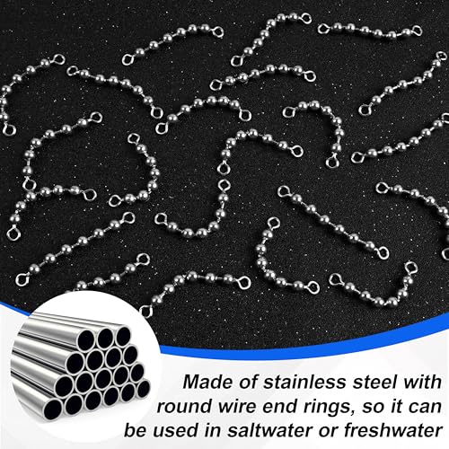 OROOTL Fishing Bead Chain Swivels, 20/40pcs Fishing Swivels Stainless Steel High Speed Trolling Swivels Catfish Swivel Fishing Balls Chain Swivels Fishing Tackle for Freshwater Saltwater - style: 3/16''(4.5mm)-20pcs