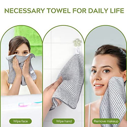 Microfiber Face Towels Soft Washcloths 12Inch x 12Inch 6 Pack Stripe - color: Grey Stripes