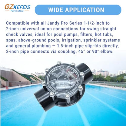 7235 Check Valve Replacement for Jandy 1-1/2-Inch to 2-Inch 180-Degree, Straight Through Flow Compatible with Pool and Spa Systems