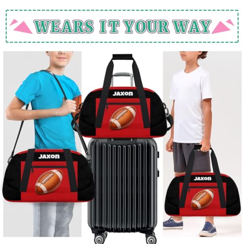 Personalized Boys Football Bag, American Football Bag, Black Red - color: Color 22