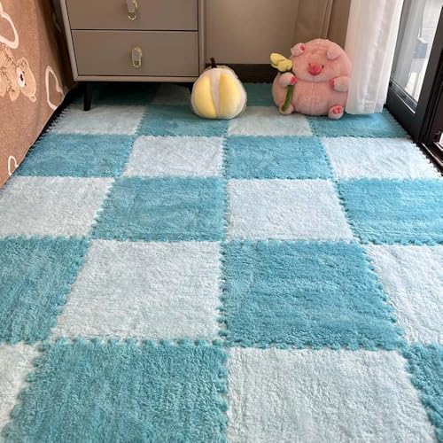 12Pcs Interlocking Carpet Tiles, Plush Interlocking Anti Slip EVA Foam Jigsaw Floor Tiles, for Home Kids Room Playroom, 30x30cm (H) - color: H