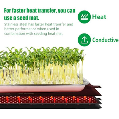 RooTrimmer Stainless Steel Plant Trays, 5 Pack Multi-Purpose Tray for Indoor Outdoor Plants, Seed Starting Tray for Potted Plants(11.6 inch×15.2 inch, 1.45" Height, 5-Pack) - size: Middle-5P