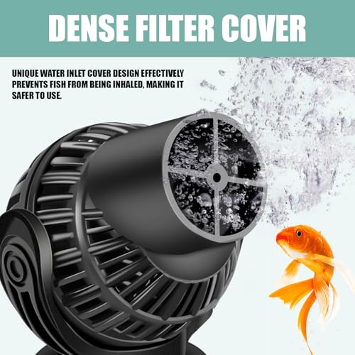 Aquarium Circulation Pump Wave Maker Power Head with magnetic mount Suction for 20-75 Gallon Saltwater Freshwater Tank (1050 GPH, Black) - size: 1050 GPH (Black)