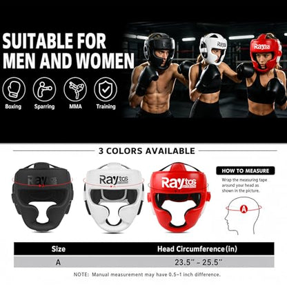 Boxing Headgear for MMA,Sparring,Muay Thai|Head Guards for Men Women - color: Black