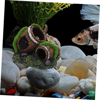 BESPORTBLE Resin Barrel Fish Tank Ornament Unique Aquarium Decor Cozy Hideout for Betta and Small Fish Low Maintenance Decorative Landscaping for Freshwater Aquariums