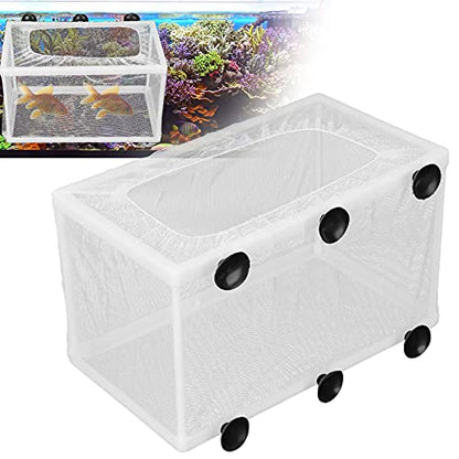 Aquarium Breeder Box with Suction Cups | Detachable Fish Hatchery & Isolation Enclosure | Multi - Functional Incubator for Fry/Unwell Fish/Shrimp | Secure Plastic & Mesh Design