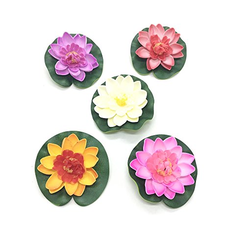 5 Pcs Floating Artificial Lotus Flowers Decor Floating Pond Decor Water Lily Home Decoration