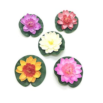 5 Pcs Floating Artificial Lotus Flowers Decor Floating Pond Decor Water Lily Home Decoration