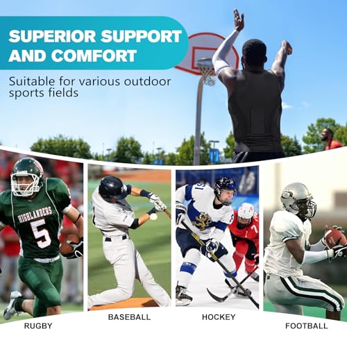 TUOY Adult Rib Chest Protector, New Version - Padded 5 Pads Baseball Football Lacrosse Rib Heart Sternum Guard - color: Black, size: Medium