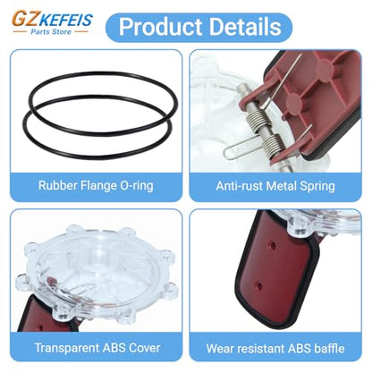 7056 Check Valve Cover with Flapper Assembly Kit Compatible with Zodiac Jandy Spring Check Valve Replacement, 2 Pack, Fits 7235 7305 7511 7512 Models, Clear Lid Spring Pin O-Ring Included