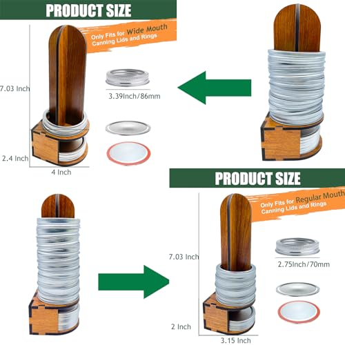 2pcs Updated Mason Jar Lid Organizer, Mason Jar Lid Storage for Space Saving Kitchen Organization, Canning Lid Rack Holder for Storing Mason Jar Lids and Rings Fit Regular & Wide Mouth
