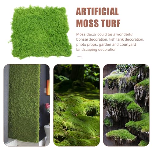 BESPORTBLE Artificial Moss Mat - Realistic Light Green Fake Grass Turf for Outdoor Landscaping, Window Display, Miniature Fairy Gardens, Easy to Install & Maintain