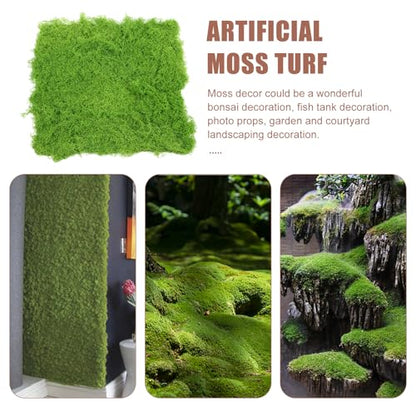BESPORTBLE Artificial Moss Mat - Realistic Light Green Fake Grass Turf for Outdoor Landscaping, Window Display, Miniature Fairy Gardens, Easy to Install & Maintain